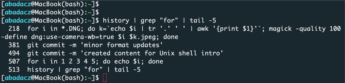 grep from command history